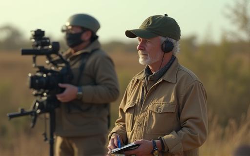 Journalist reporting from a field location.