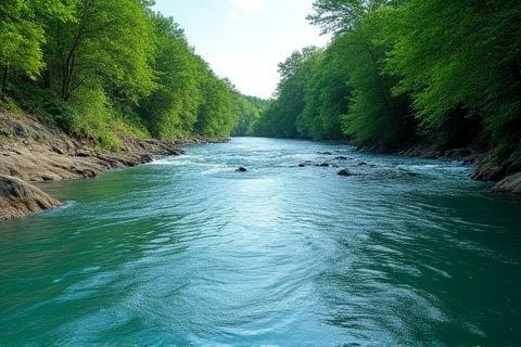 Photo related to environmental reporting, showing a clean river